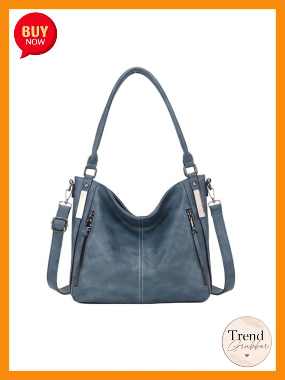 Large Soft PU Leather Hobo Tote Bag with Adjustable Crossbody Strap